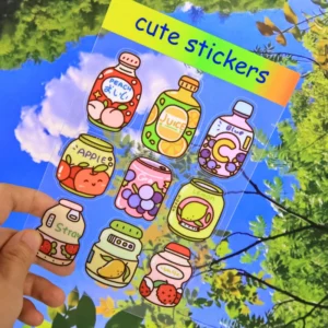 Custom Waterproof Transparent Cartoon Vinyl Die-Cut Labels, Irregular Round, Holographic
