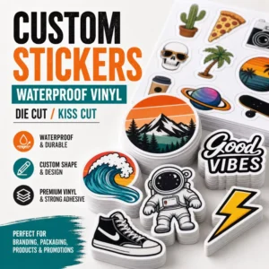 Custom Waterproof Vinyl Die-Cut Logo Stickers Kiss-Cut Sticker Sheets Packaging Labels