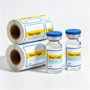 Custom Waterproof Vinyl Peptide Labels, Round Paper Packaging Label Roll