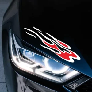 Custom Waterproof Vinyl Vehicle Bumper Scratch-Covering Decal with Cartoon Flame Pattern