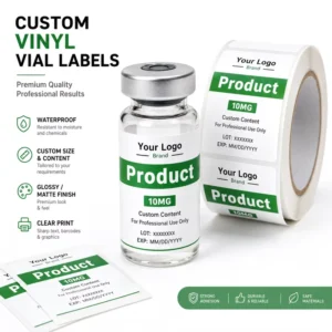 Custom Waterproof Vinyl Vial Labels Medical Bottle Packaging Stickers Glossy Matte Finish OEM Printing