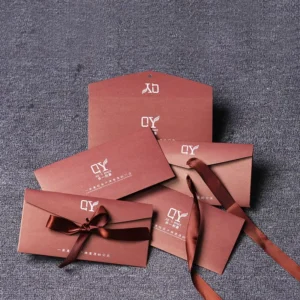 Custom Wedding Invitation Paper Envelopes with Matching Ribbon Closure