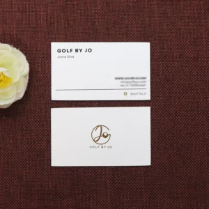 Custom White Business Cards with Gold Edge Layout for Entrepreneurs in Trade Shows and Business Collaborations