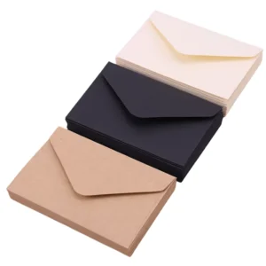 Custom White and Black Kraft Mini Paper Window Envelopes for Wedding Invitations and Gifts