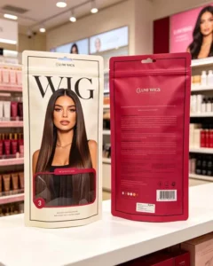 Custom Wig Three-Side-Seal Pouches, Logo Printed Zipper Bags for Hair Extension Styling and Storage
