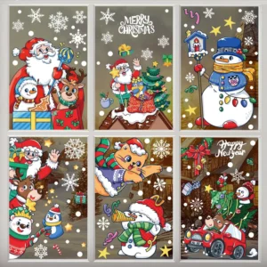 Custom Window Electrostatic Stickers PVC Removable Cartoon Cute Decorative Christmas Window Stickers