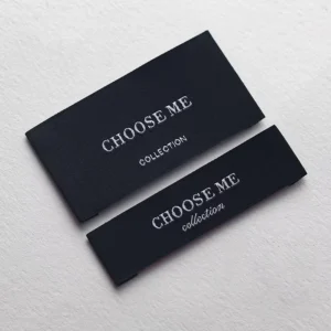Custom Woven Clothing Neck Labels, Center-Fold Neck Tags for Garments, Shoes and Bags, Factory Direct