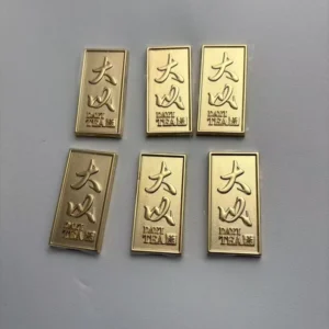 Custom Zinc Alloy Die-Cast Electroplated Nameplates with 3D Embossed Logos, CNC Machined