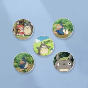 Custom Zinc Alloy UV Printing Cartoon Animal Brooch Circular Sticker