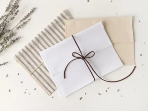 Customizable Cotton Linen Flip Wedding Invitation and Greeting Card Storage Pouch
