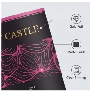 Customizable Durable Oil-Proof Gold Foil Wine Labels Roll Stickers Hot Stamping Design for Supermarket Exhibition