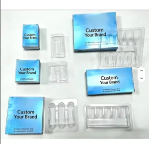 Customizable Empty Pharma Vial Packaging Box for 3 ml, 5 ml, and 10 ml Vials with Plastic Tray