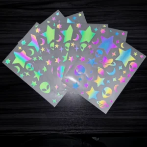 Customizable Iridescent Multicolor Reflective Pentagonal Skin Stickers