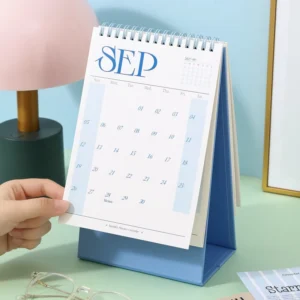 Customizable Paper Desk Calendar with Wood Stand