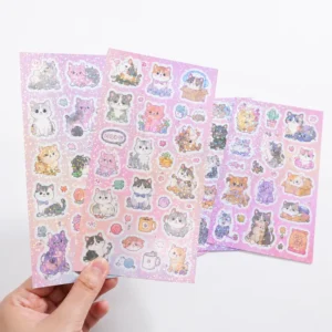 Customizable Waterproof Reusable CMKY Color Vinyl Logo Kiss-Cut Sticker Sheet for Company or Cartoon, MOQ 100pcs