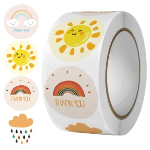 Customizable Waterproof Round Adhesive Stickers Vinyl Thank You Labels for Gift Box Packaging and Sealing