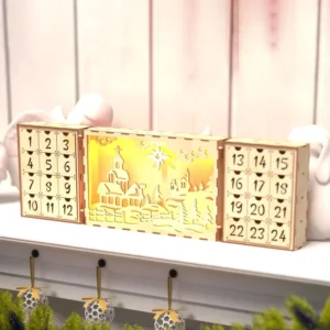 Customizable Wooden Crafts Advent Calendar Christmas Countdown Gift Box for Home Decoration Holiday Supplies