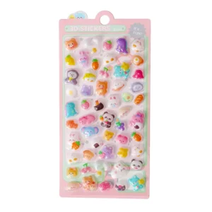 Customized 3D Puffy Crystal Waterproof Self-Adhesive Embossed Sticker Sheet