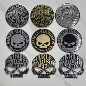 Customized 3D Zinc Alloy Waterproof Adhesive Automotive Stickers, Embossed Metal Badges, Irregular Shape