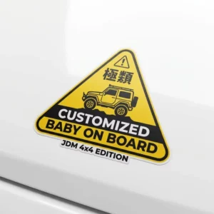 Customized Baby on Board Sports Car Sign JDM Sticker 4×4 Vinyl Die-Cut Self-Adhesive