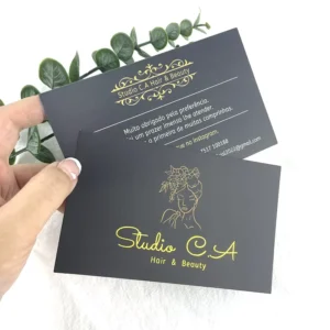 Customized Brand Gold Stamp Logo Elegant Black Coated Paper Business Loyalty Cards for Purchase