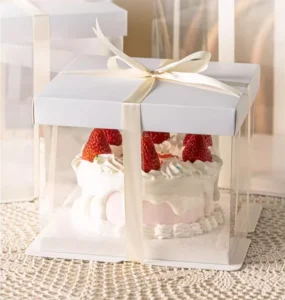 Customized Cake Container 4 6 8 10 Inches Transparent Clear Tall Box Luxury Birthday For Guest Cake Packaging Box