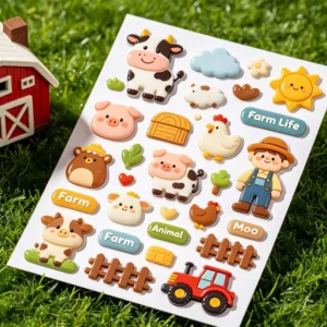 Customized Cartoon Embossed Puffy Stickers Eco Friendly Self adhesive Assorted Country Theme Scrapbook Ornament Custom Colors