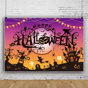 Customized Christmas Halloween Festival Decoration Background Cloth Wall Flag Banner with Company Logo