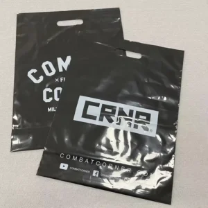 Customized Clothing Plastic Shopping Bag with Logo Printing, Reusable Soft Loop Handle, Black