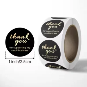 Customized Color-Printed Self-Adhesive Vinyl Thank-You Sticker Labels on a Roll