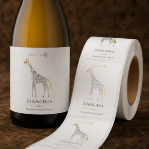 Customized Company Logo Printing Embossed Gold Foil Stamping Texture Paper Red Wine Bottle Label