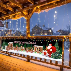 Customized Foldable Waterproof Retractable Portable Christmas Polyester Party Flag Banner with Digital Printing