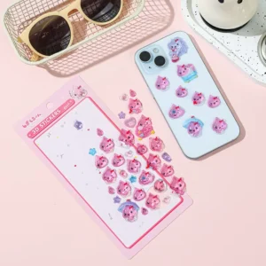 Customized Fun 3D Puffy Eco Friendly Waterproof Sticker Sheet Cartoon Decorative Crystal Sticker 3D Home Decoration