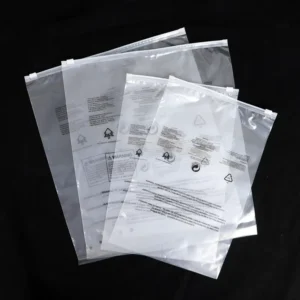 Customized Garment Printing Seal With Warning Sign Plastic Packaging Frosted Clear PE Zipper Bags