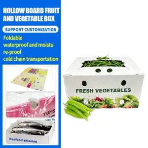Customized Hollow Board Fruit Vegetable Box UV Printing Foldable Waterproof Moisture-Proof Cold Chain Packaging Calcium Plastic