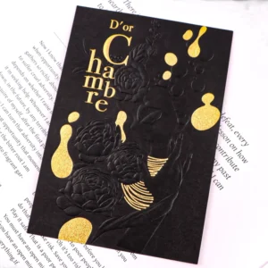 Customized Holographic Oil Proof Durable Adhesive Sticker for Small Business Black Special Paper Embossed Spot Gift Card