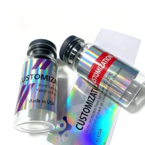 Customized Holographic Oil Proof Durable Vinyl Laboratory Bottle Labels for 3ml 5ml 7ml 10ml Glass Bottles Biological Peptide