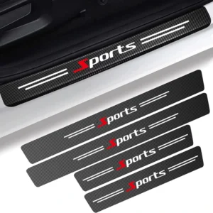 Customized Logo 4pcs Leather Car Threshold Strip Anti-scratch Car Door Sill Plate Guard Protector Car Bumper Protector Sticker
