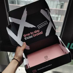 Customized Logo Cosmetic Boxes with Black Gloss Lamination, Corrugated Gift Mailer Box