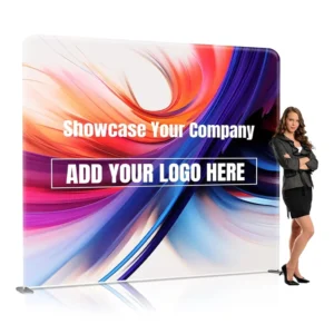 Customized Logo Elastic Fabric Pop-Up Banner with Stand for Exhibition Decoration