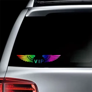 Customized Logo Waterproof Self Adhesive Colorful Angel Wings PET Material Protective Car Stickers and Decals for Car Windows