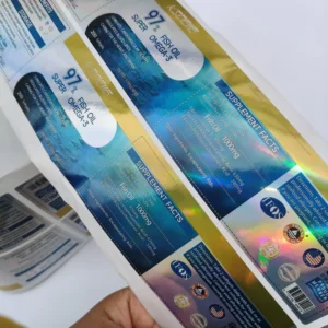 Customized Medical Healthcare Supplement Bottle Labels Holographic Laser Waterproof Glossy Vinyl Stickers for Medical