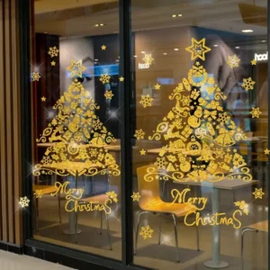Customized Merry Christmas Removable Static Window Stickers for Glass Doors