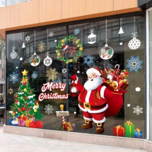 Customized Merry Christmas Window Removable DIY Wall Stickers for Glass Door Showcase Decoration