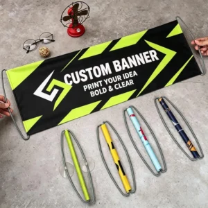 Customized PET Retractable Hand Scroll Banner, Full Color Digital Printing, Hand Pull