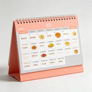 Customized Photo Frame Calendar Offset Printing Spiral Binding Office Tabletop Desk Calendar Planner