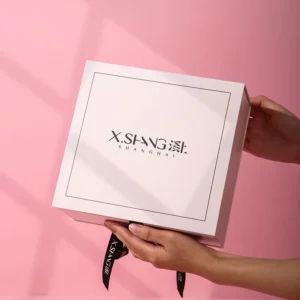 Customized Pink Cardboard Paper Packing Box with Magnetic Closure, Large Deep Lid, and Ribbon