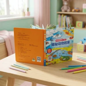 Customized Pop-Up Stereoscopic Lift-a-Flap Coloring and Study Book for Children, Perfect Binding, Coated Paper, Hardcover