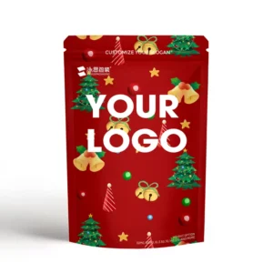 Customized Printed Christmas Mylar Candy Bags Smell Proof Plastic Packaging