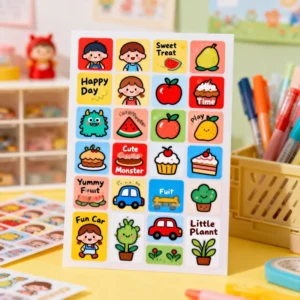 Customized Printed Die-Cut Vinyl Stickers for Kids Aged 0-6 Months, Educational Drawing Toy